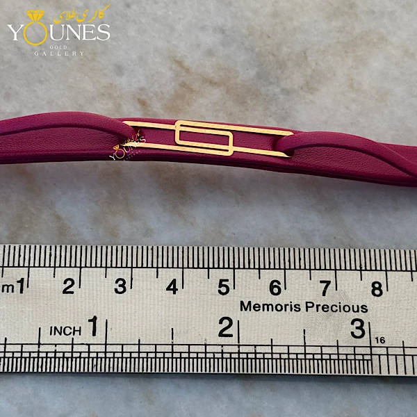 دستبند طلا زنانه چرم مستطیل مینیمال L440